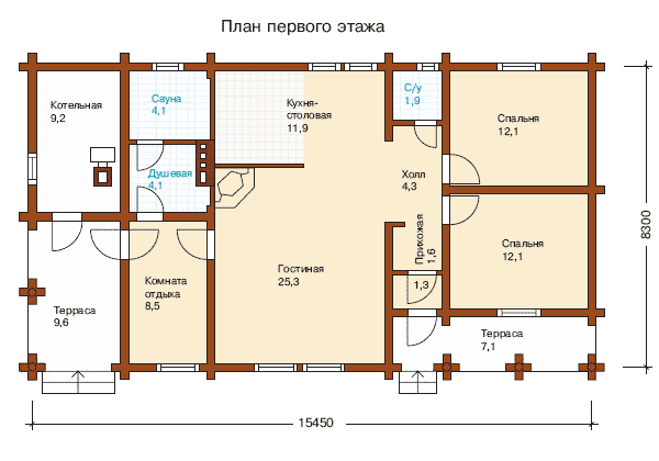 Купить проект небольшого дома из бруса D-094-1D на сайте moshomes.ru