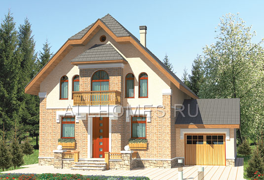 Проект коттеджа с пристроенным отапливаемым гаражом J-158-1P площадью 158.30 кв.м и материалом пеноблоки