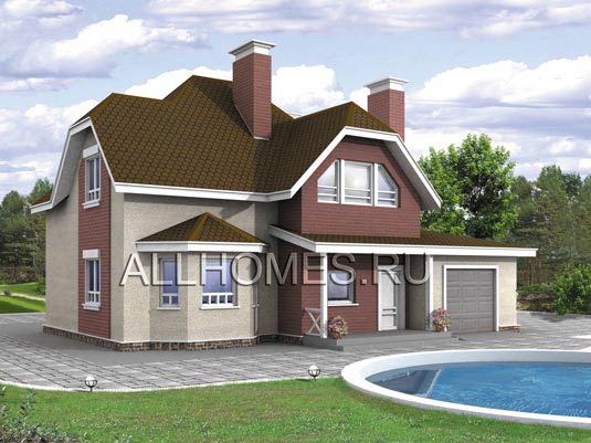 Проект загородного коттеджа из пенобетона H-146-1P площадью 145.30 кв.м и материалом пеноблоки