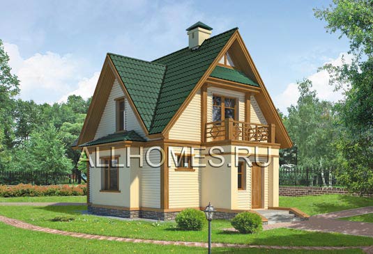 Проект загородного дома в стиле "шале" F-102-1P площадью 102.10 кв.м и материалом пеноблоки
