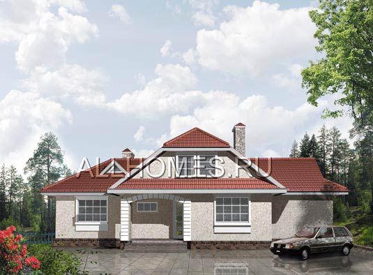 Проект одноэтажного коттеджа с мансардой F-183-1P площадью 183.10 кв.м и материалом пеноблоки