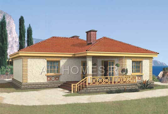 Проект небольшого коттеджа для маленькой семьи F-105-2K площадью 105.20 кв.м и материалом кирпич