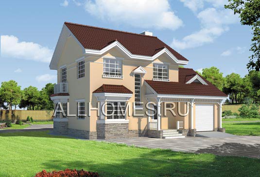 Проект кирпичного коттеджа с камином G-141-1K площадью 141.40 кв.м и материалом кирпич